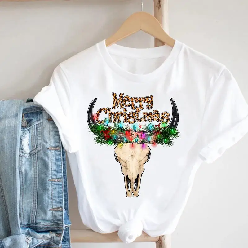 

Женская футболка с рисунком животных на Рождество и новый год