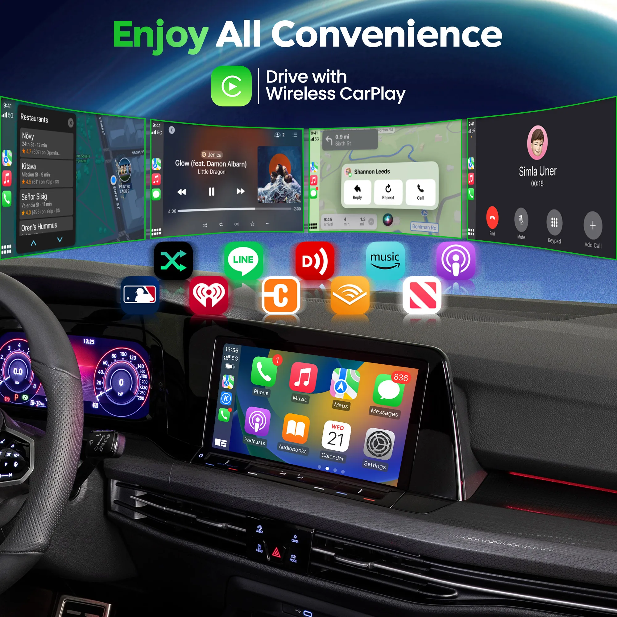 Фото MMB Мини Беспроводной Адаптер Apple CarPlay Smart Car Ai Dongle Онлайн Обновления BT 5.2 Plug and Play Для Audi Benz Kia Honda Toyota №2