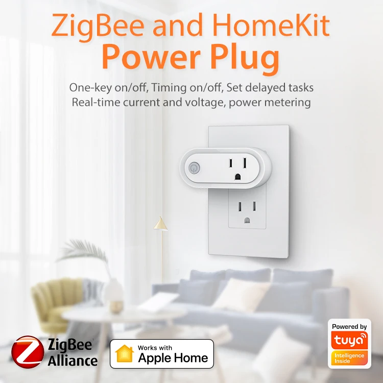 Tuya Smart HomeKit и ZigBee US Socket 15A с функцией измерения энергии Vocie управление через Alexa Siri