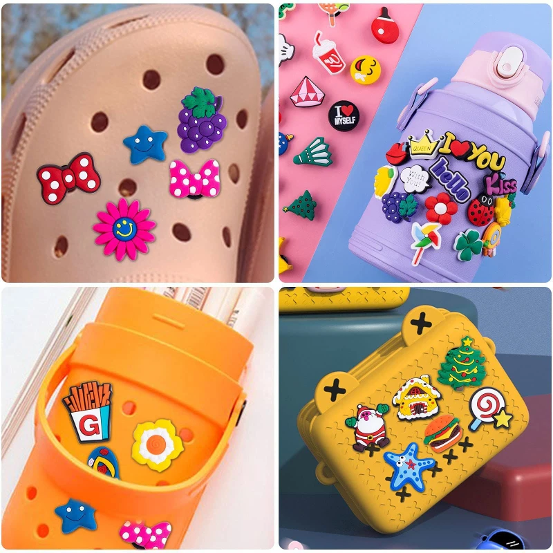 100pcs/Set Cartoon Anime Boys Girls Shoes Accessories PVC Garden Shoe Decorations For Crocs Jibz Charms Kids Birthday Gift