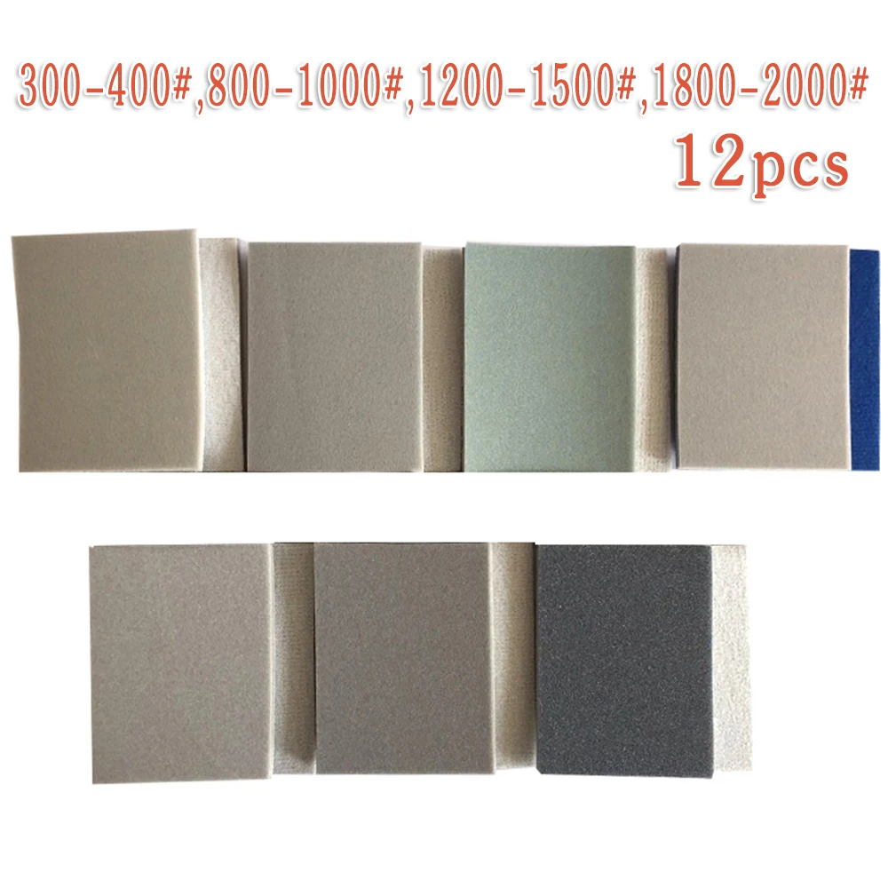 

12pcs Sanding Paper Sandpaper Sponge Pad 300-400 800-1000 1200-1500 1800-2000grit For Mobile Phone Computer Case Polishing Tools