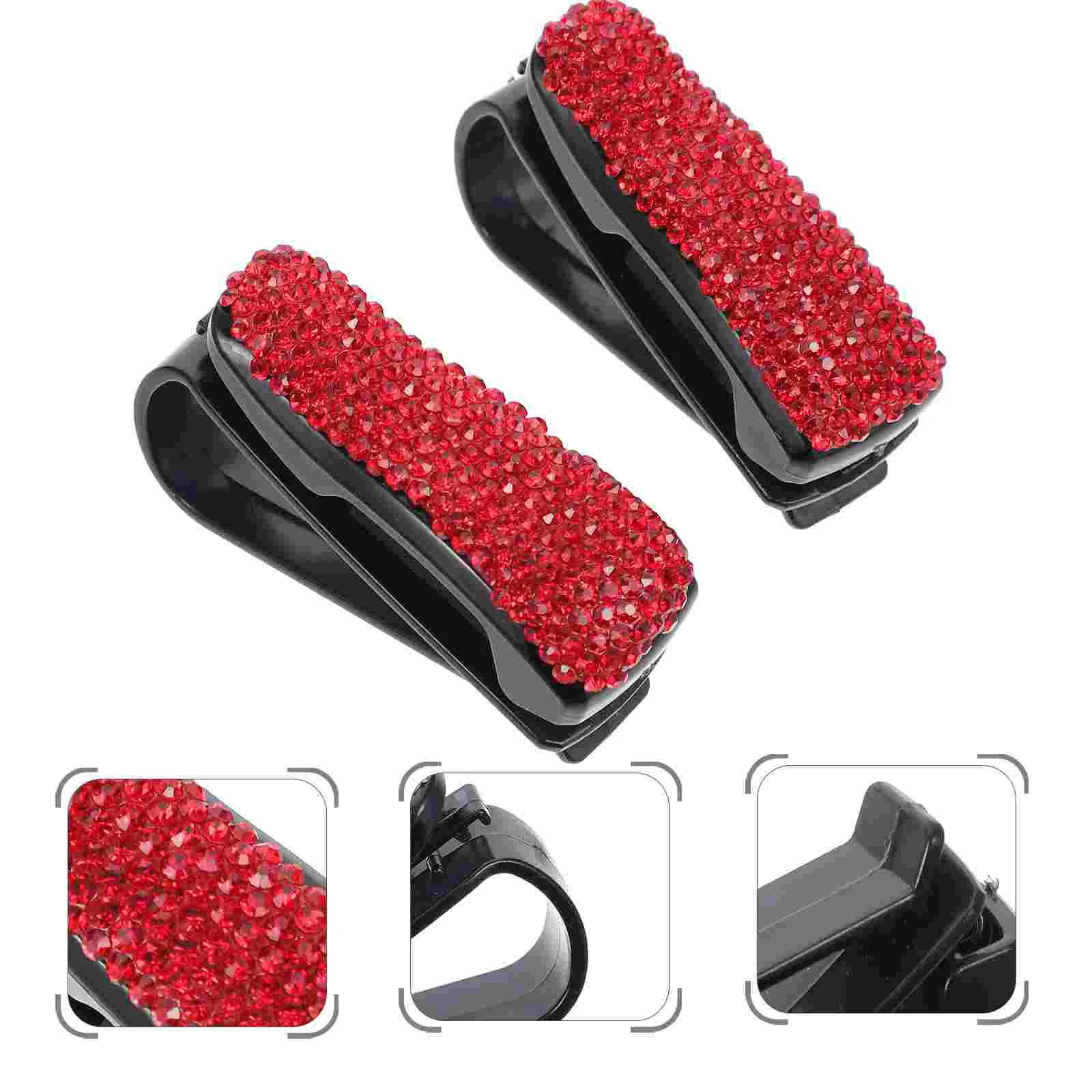

2 Pcs Vehicle Glasses Fixing Clips Car Case Visor Rhinestone Sunglasses Storage Retainer Automobile Eyeglasses Clamp