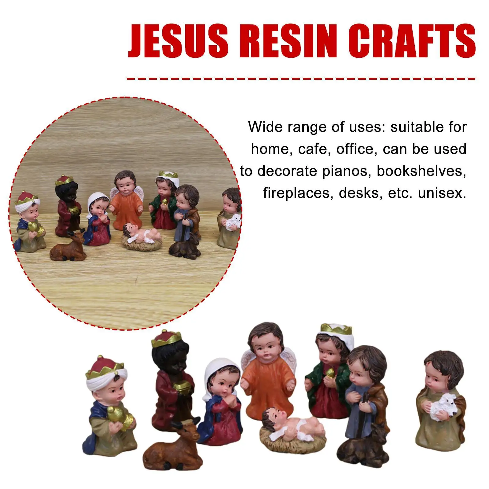 

1set Resin Holy Family Nativity Figurine Set Figurines Christmas Ornaments Decor Nativity Scene Set Tabletop Decoration