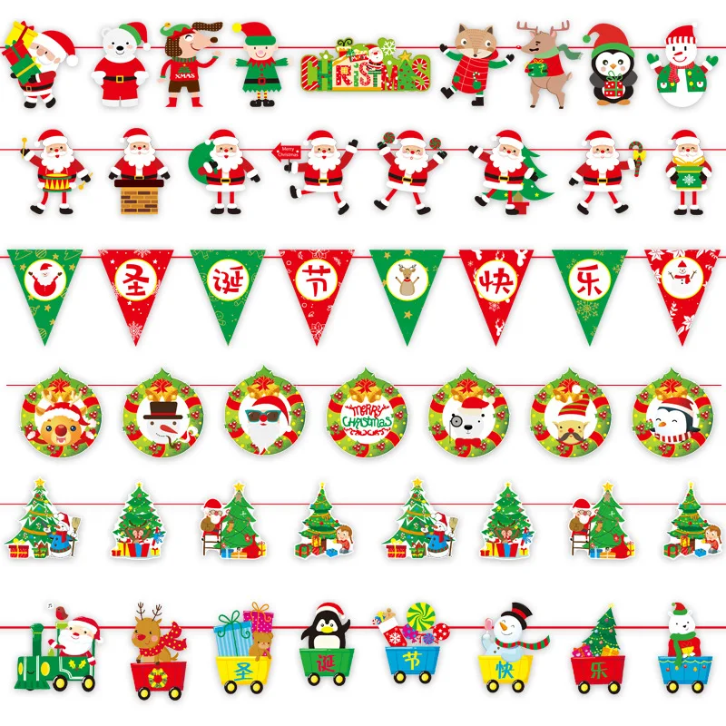 

3m Christmas Banners Flags Santa Claus Banner Snowman Elk Flag Xmas Trees Banners Decor 2022 Merry Christmas Decor for Home