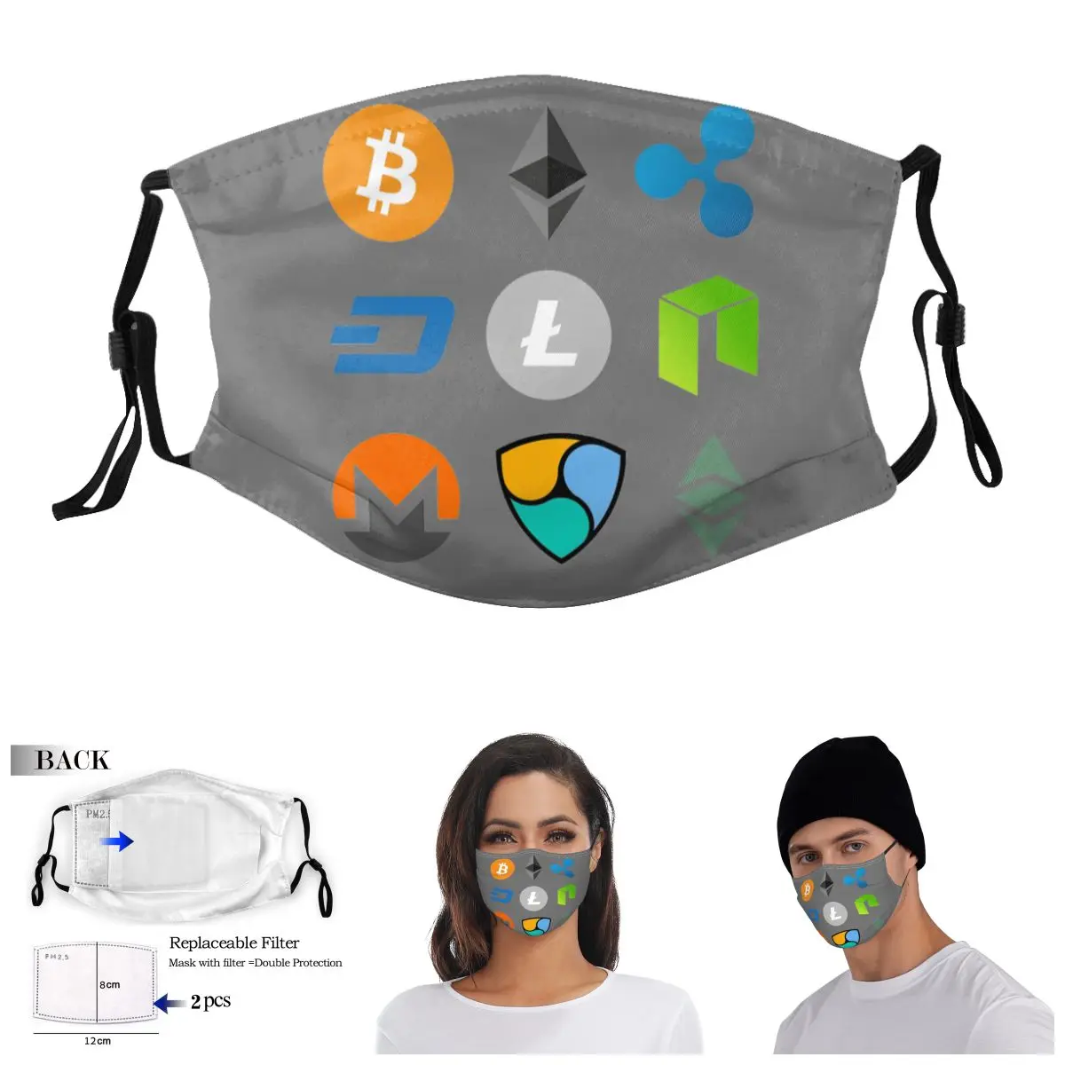 

Cryptocurrency Collection 1 Eth Adult Dust Mask Funny Novelty ｠Guise Activated Carbon Filter Mask