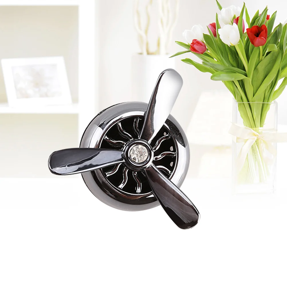 

Mini Car Air Freshener Vent Clip Air Essential Oil Conditioner Alloy Fan Fragrance Diffuser Propeller Shape Car Perfume (Black)