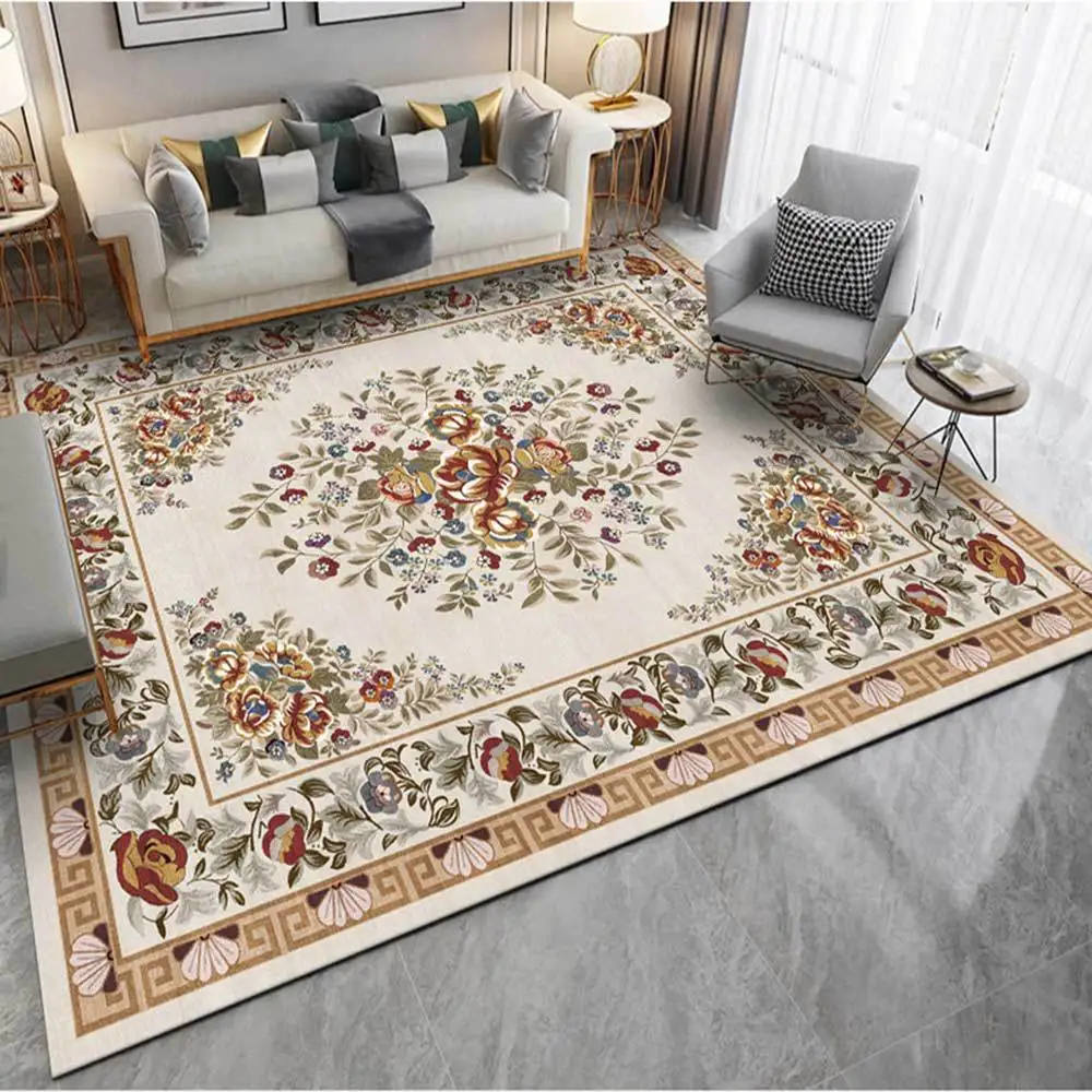 

Living Room Carpet Retro Geometric Pattern Floor Mats Ethnic Style Home Decoration Pad Fashion Bathroom Non Slip Bedside Rugs