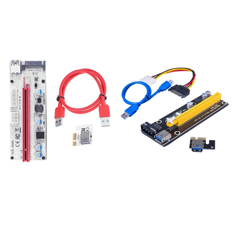 

Адаптер USB 3,0 PCI-E, 1X до 16X, Райзер-карта 3 в 1, 4 контакта, SATA, 6 контактов