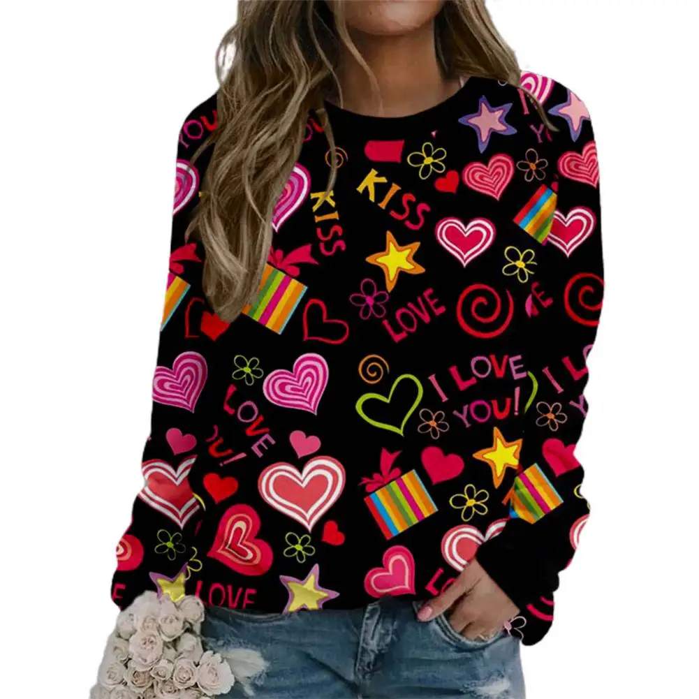 

Women Top Long-sleeve Pullover Top Hoodie Round Neck Lady Blouse Polyester Keep Warm Women Pullover for Dating Wear