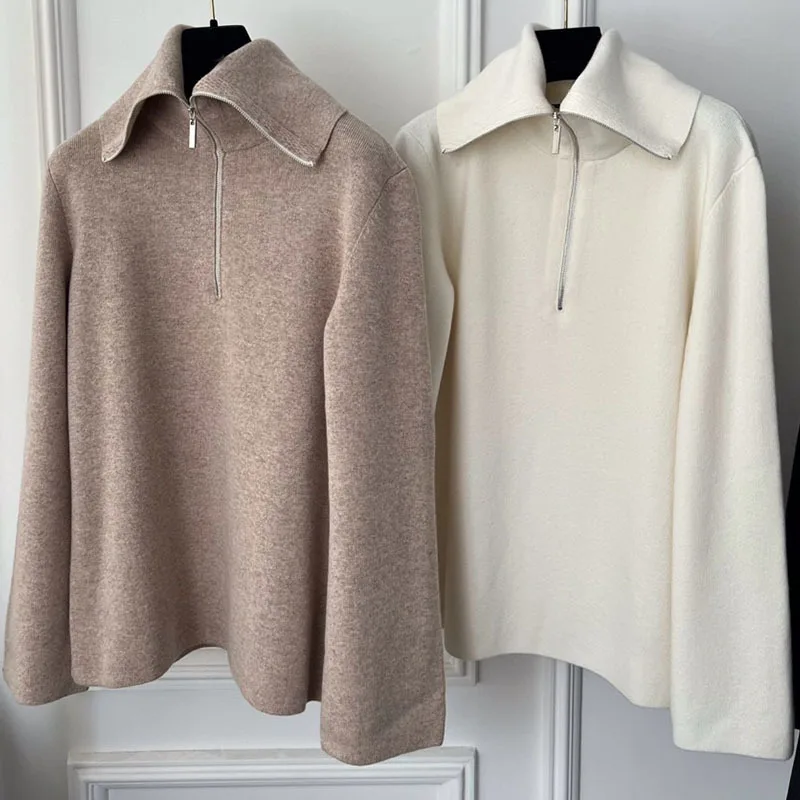 Женский классический кашемировый шерстяной свитер с лацканами модный