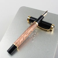 high quality black golden clip carving business office fountain pen school student supplies new ink pen