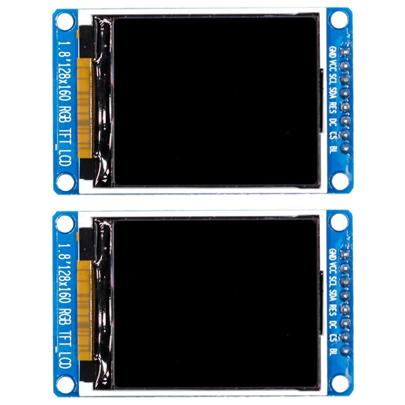 

2Pcs 1.8 Inch LCD Display Module Full Color 128X160 RGB SPI TFT LCD Display Module ST7735S 3.3V