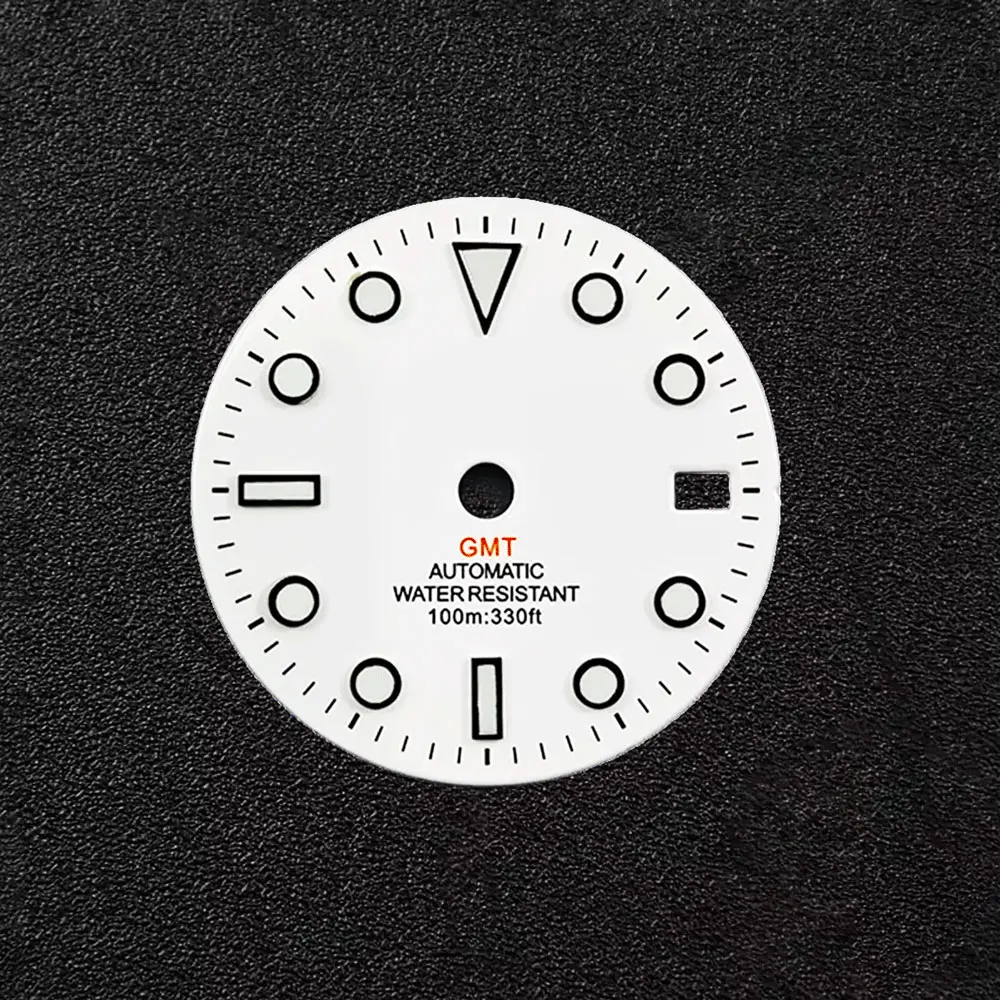 28 5 мм без логотипа GMT циферблат для часов сине-зеленый светящиеся детали подходят
