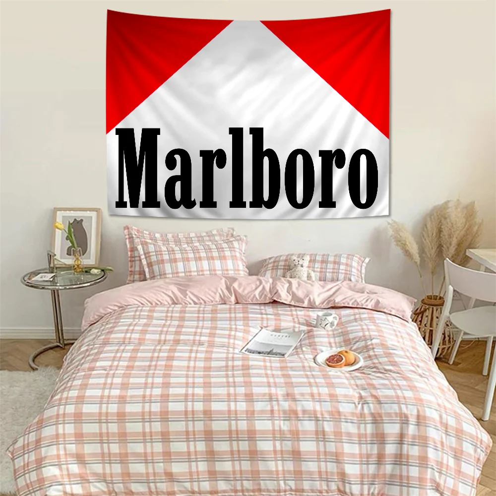 M-Marlboro LOGO Printed Large Wall Tapestry Indian Buddha Decoration Witchcraft Bohemian Hippie Decor Blanket