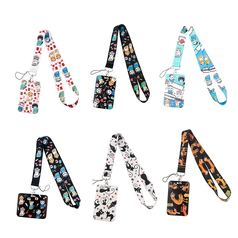 

Cartoon cat animal mobile phone lanyard ferrule combination bus card work card lanyard campus card pendant accessories