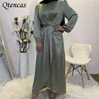 Мусульманское модное женское однотонное платье-хиджаб, Дубай, Абая, Турция, кафтан, кафтан, мусульманская одежда, кимоно, женское платье