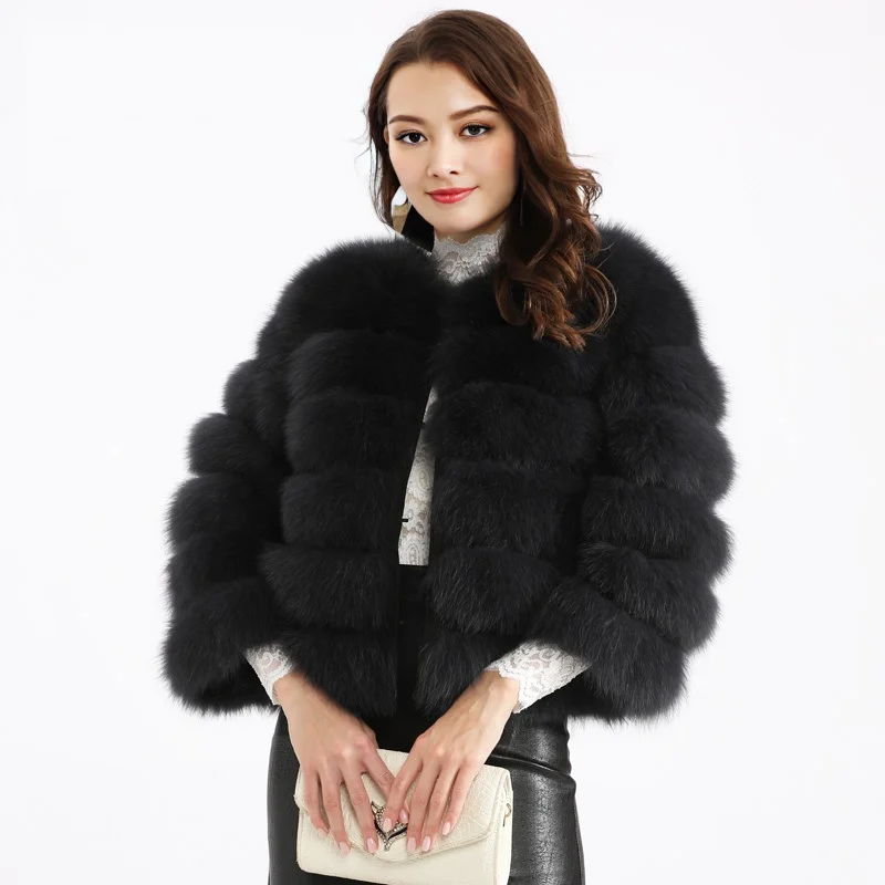 

Fashion Fox Fur Warm Coats Women Winter 100% Natural Real Fur Jacket Ladies Genuine Solid Fur Overcoat Oversize Casual Outerwear
