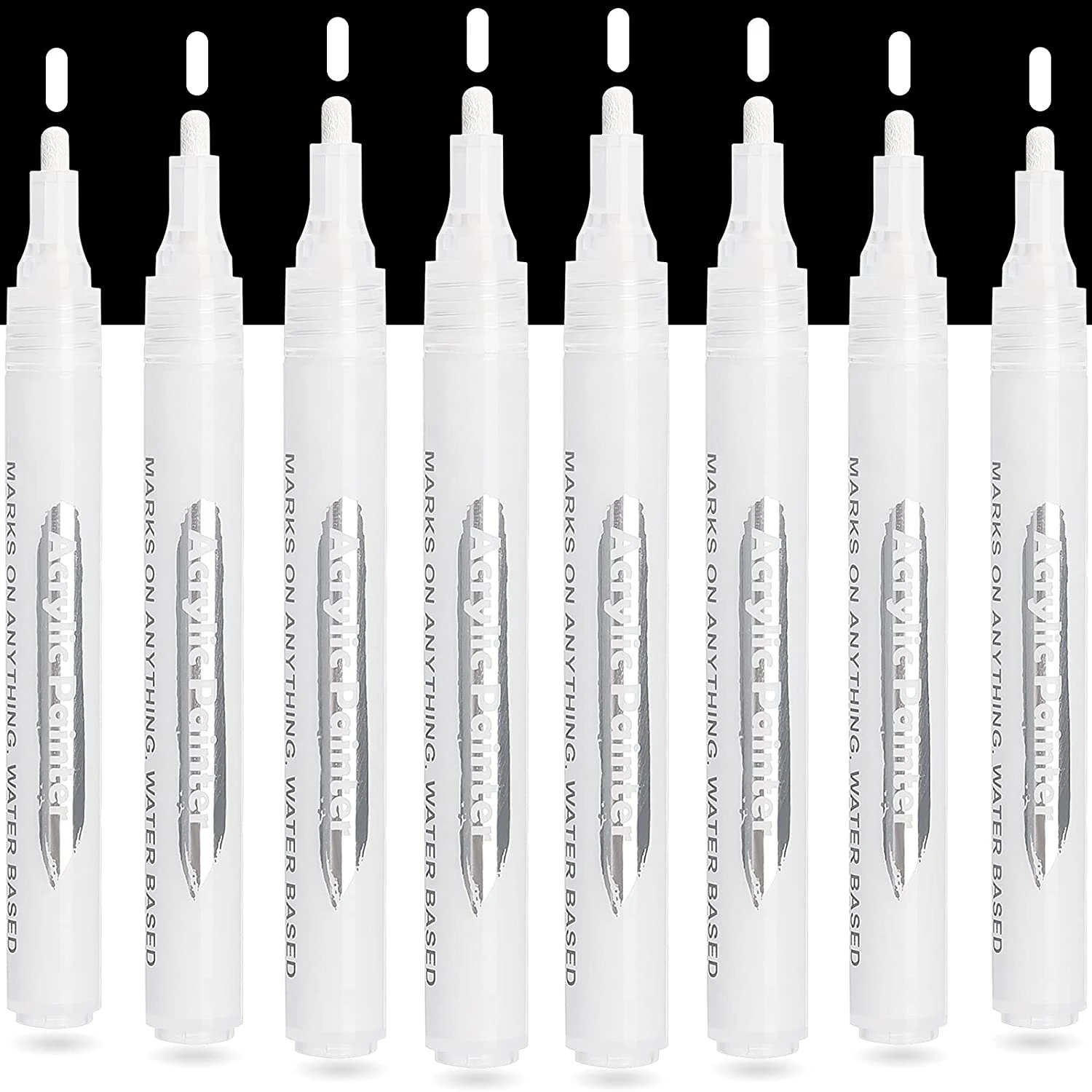 

White Paint Pen Acrylic Markers 8 Acrylic Pens for Wood Mug Ceramic Canvas Tire Metal Black Scrapbook Medium Tip Acrylic Markers