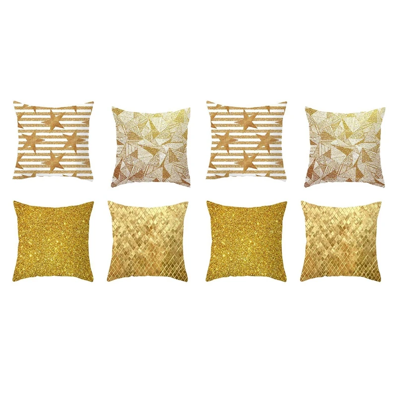 

8Pieces/Set Gilt Pattern Digital Printing Pillowcase Sofa Car Cushion Cover Sofa Embrace Cushion Case Home Decor Gold
