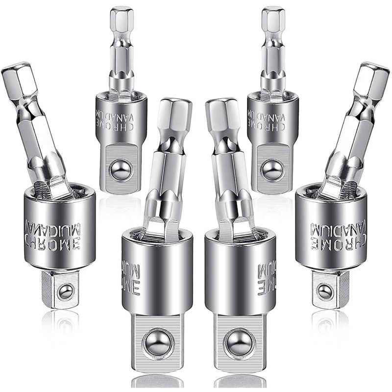 

6 Pieces Of Electric Drill Socket Adapter Set 360 Degree Rotation Hexagonal Shank Hammer Drill Socket Adapter