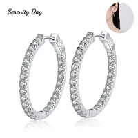 serenity day s925 silver row diamond moissanite earring d color vvs1 full circle moissanite stude plated pt950 gold fine jewelry