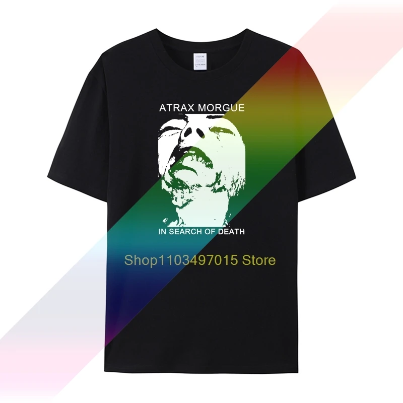 Atrax Morgue In Search Of Death Темно-синяя футболка с коротким рукавом S-2XL