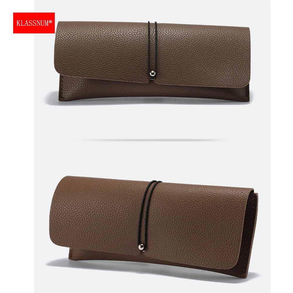 Klassnum Женские PU кожаные очки крышка коробка с веревочными пряжками для чтения