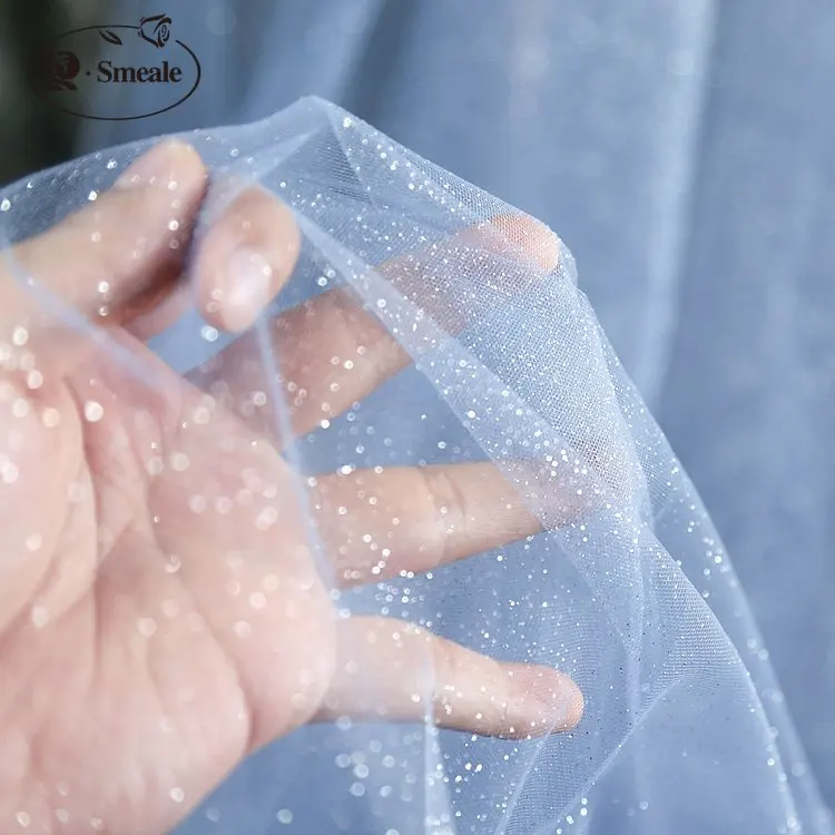 

33Color Shiny Fine Powder Tulle Fabric Silver Fine Powder Veil Wedding Background Yarn Tulle Fabric RS3658