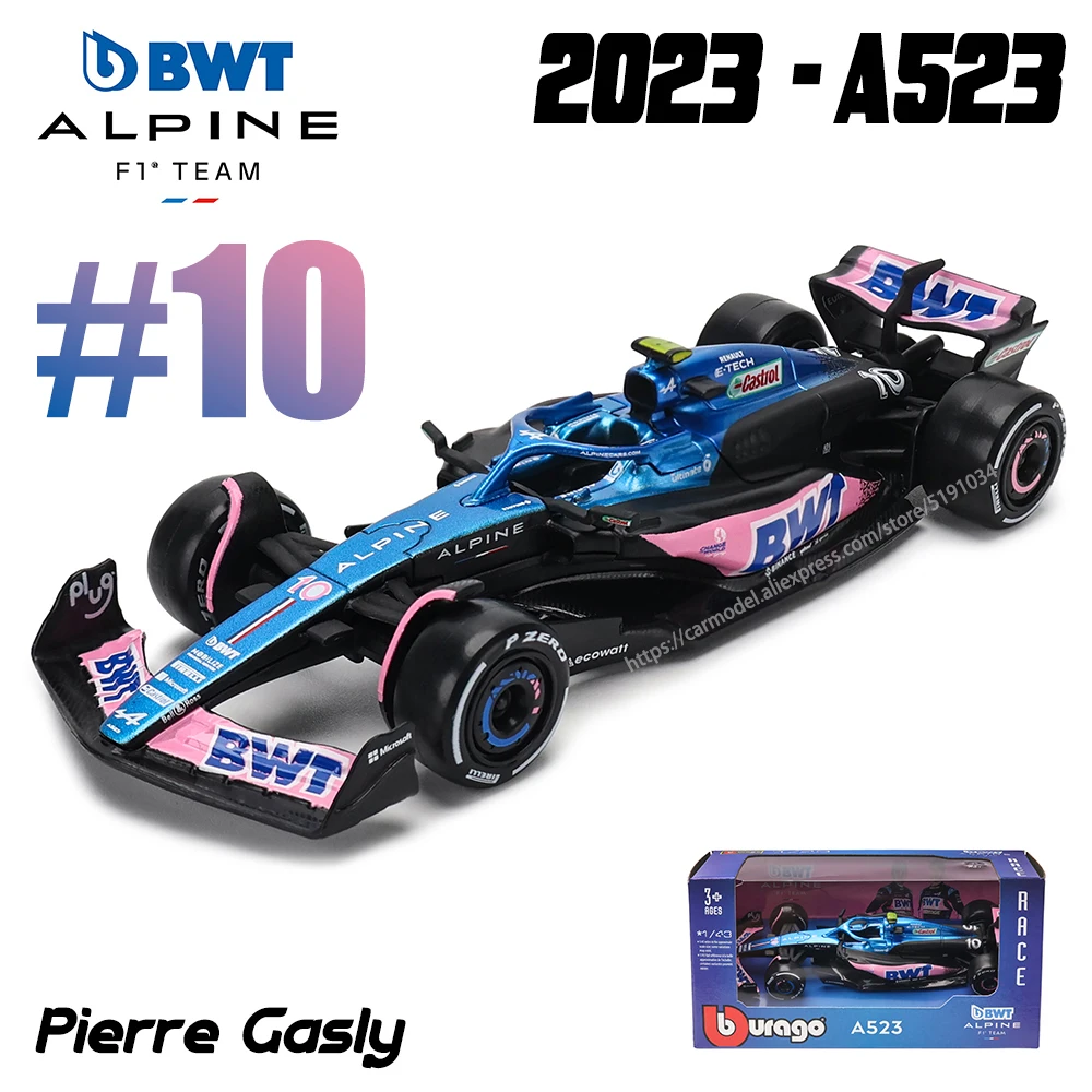 

Bburago 1:43 NEW 2023 Alpine F1 Team A523 10# Pierre Gasly 31# Esteban Ocon Formula One Alloy Super Toy Die cast car model