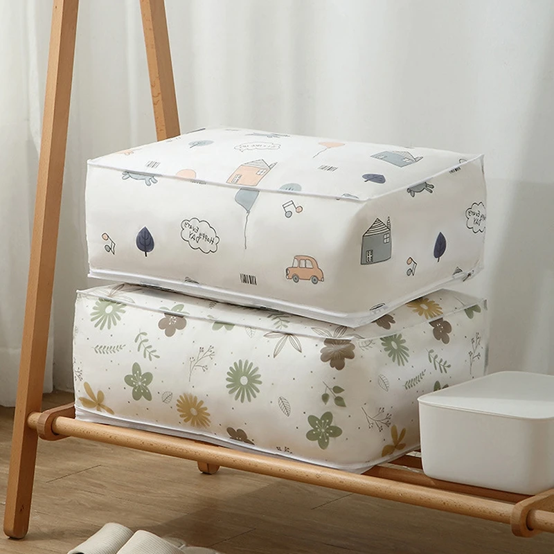 Printed Quilt Clothes Storage Bag Folding Duvet Blanket Sorting Bags Dust-Proof Closet Under-Bed Moistureproof Organizer | Дом и сад
