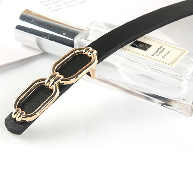 

Ремень женский тонкий кожаный с металлической пряжкой, Модный дизайнерский Пояс для брюк и платьев