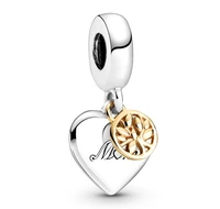 authentic 925 sterling silver moments two tone family tree heart dangle charm bead fit pandora bracelet necklace jewelry