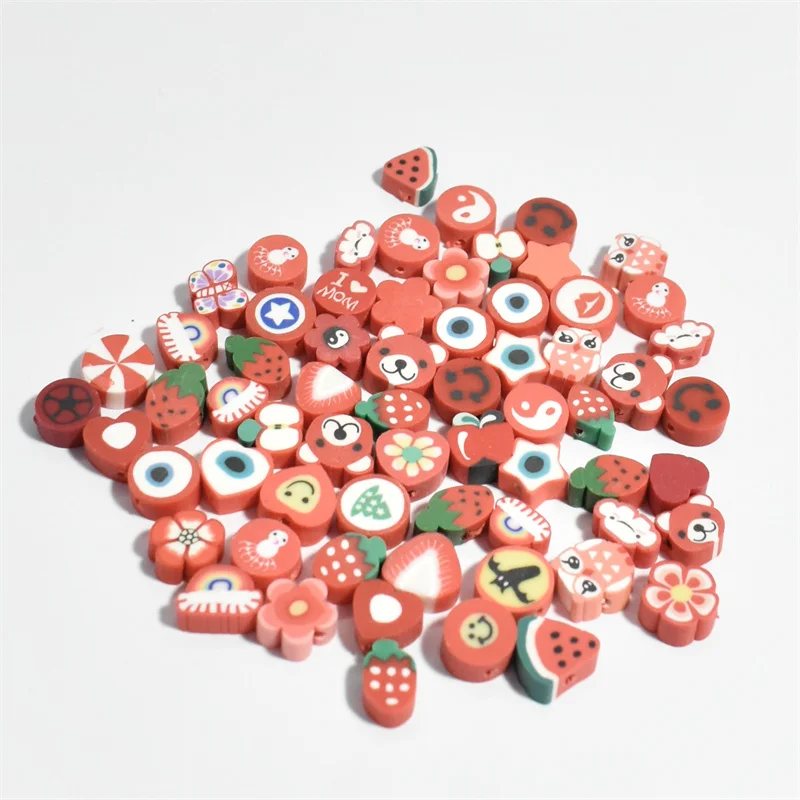 

45Styles30/50pcs10mm Polymer Clay Beads Heart Spacer Smiley Beads for Jewelry Making DIY Handmade Bracelet Necklace Accessories