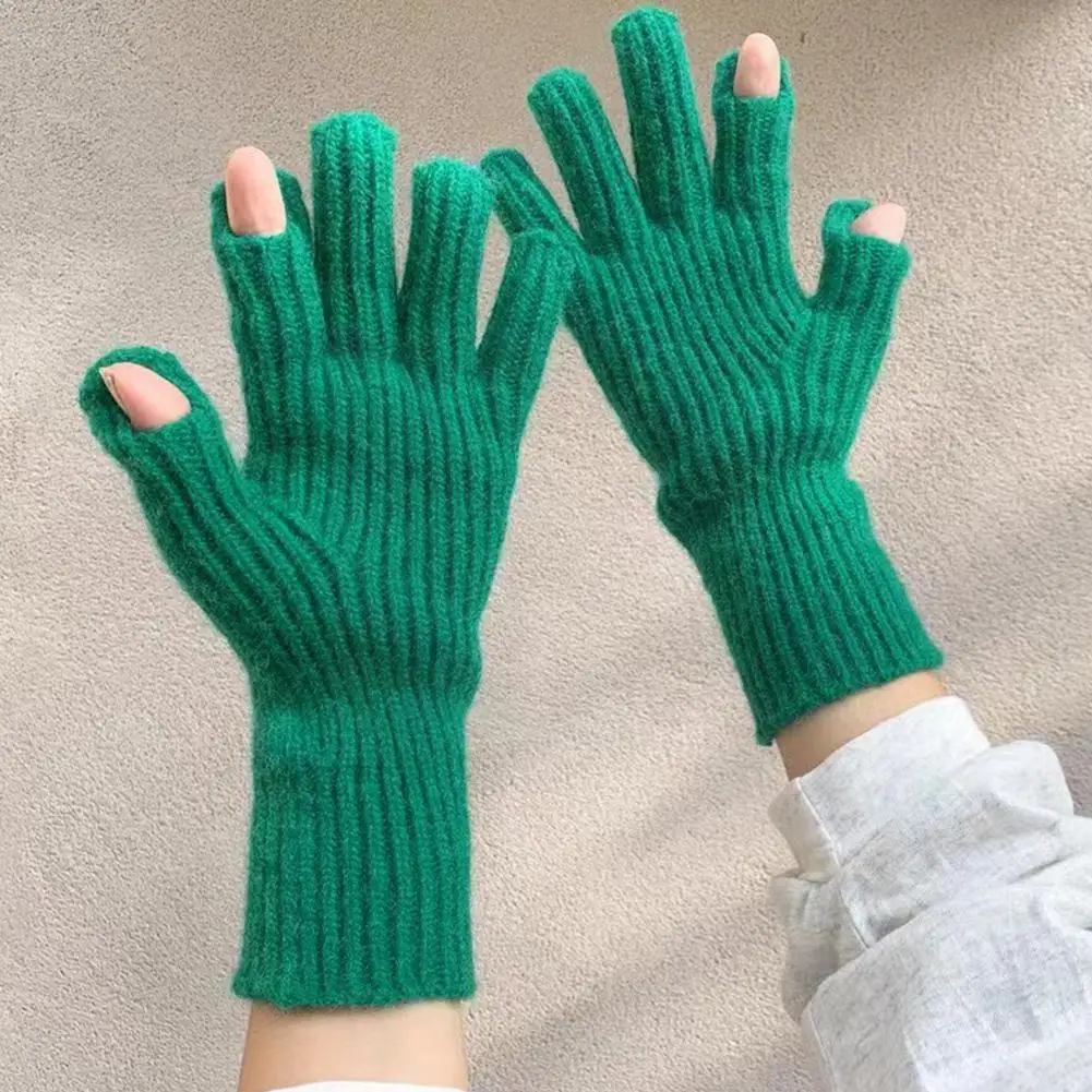 

Перчатки для игр и телефона женские зимние утолщенные теплые вязаные рандомные перчатки с закрытыми пальцами для лыжного спорта A2M8