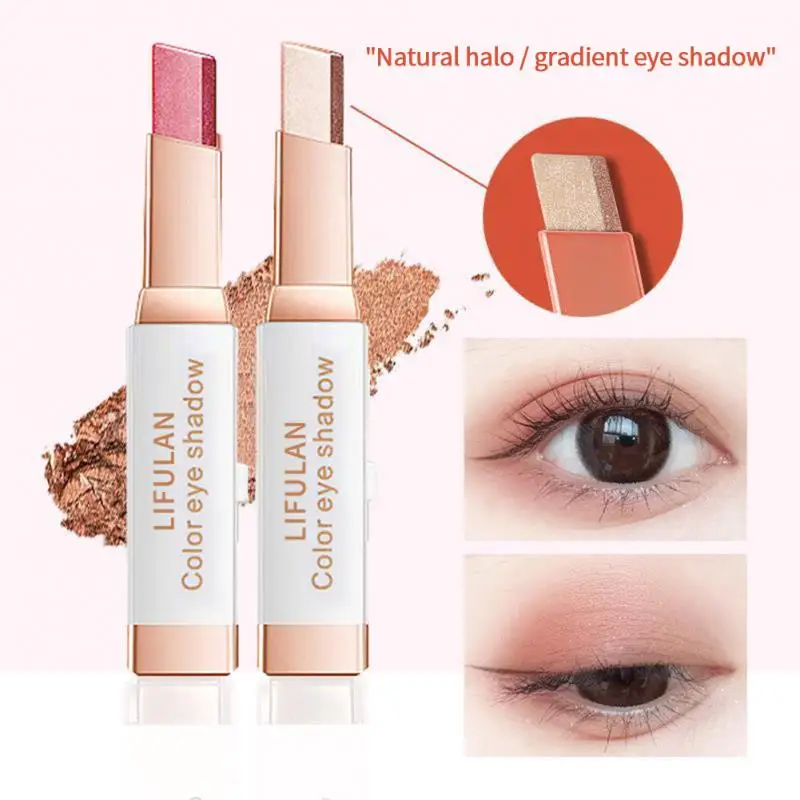 

2 In 1 Eyeshadow Stick Double Color Gradient Velvet Eye Shadow Waterproof Sweatproof Long Lasting Shimmer Eyeshadow Cosmetics