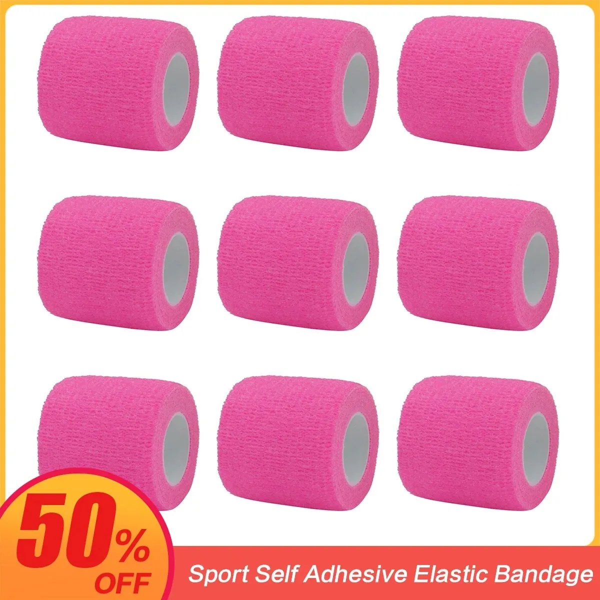 Ярко-розовая Спортивная самоклеящаяся эластичная бандажная лента эластопласт