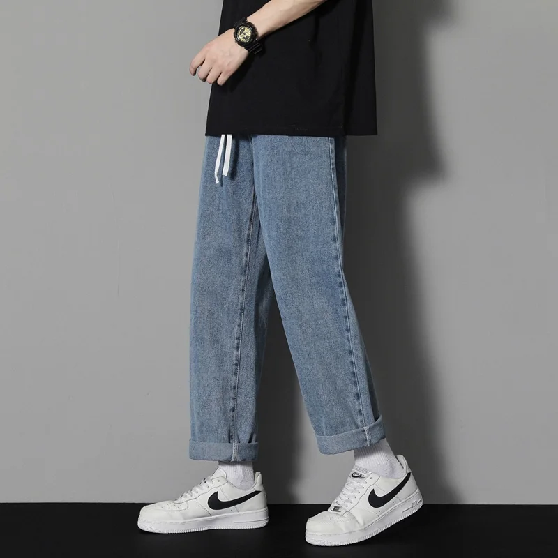 

Повседневные новые мешковатые джинсы 2023, Мужская Уличная одежда в Корейском стиле, модные прямые широкие брюки в стиле хип-хоп, повседневные шикарные брюки для пар