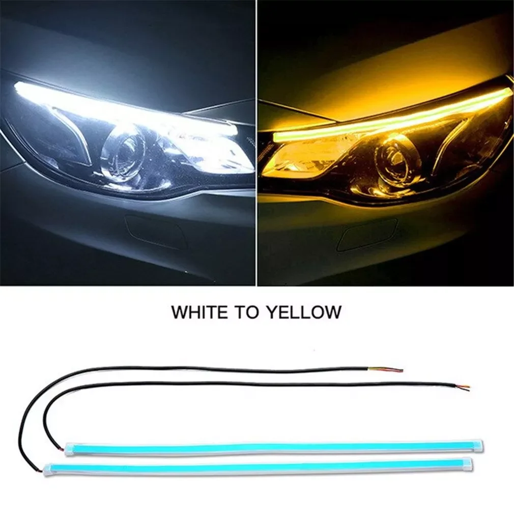 

Car Led Daytime Running Light Tear Eye Streamer Turn Light Silicone Ultra-Thin Turning Water Light Guide Light Bar