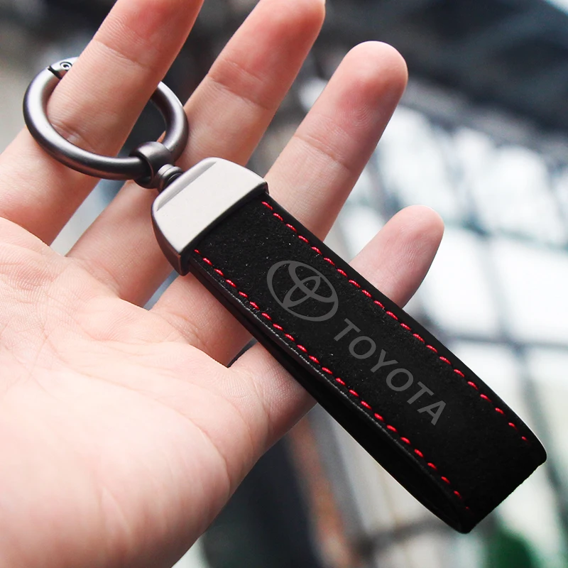 

Fashion Car Logo Keychain Suede Leather Keyring Metal Buckle Key Chain Gifts Accessories For Toyota Corolla Camry Rav4 Yaris Aur