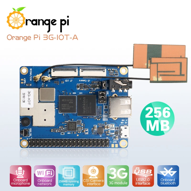 Мини-ПК Orange Pi 3G-IOT-A, 256 Мб ОЗУ, EMMC, двухъядерный, Wi-Fi, Bluetooth, SBC, макетная плата с открытым исходным кодом, одноплатный компьютер