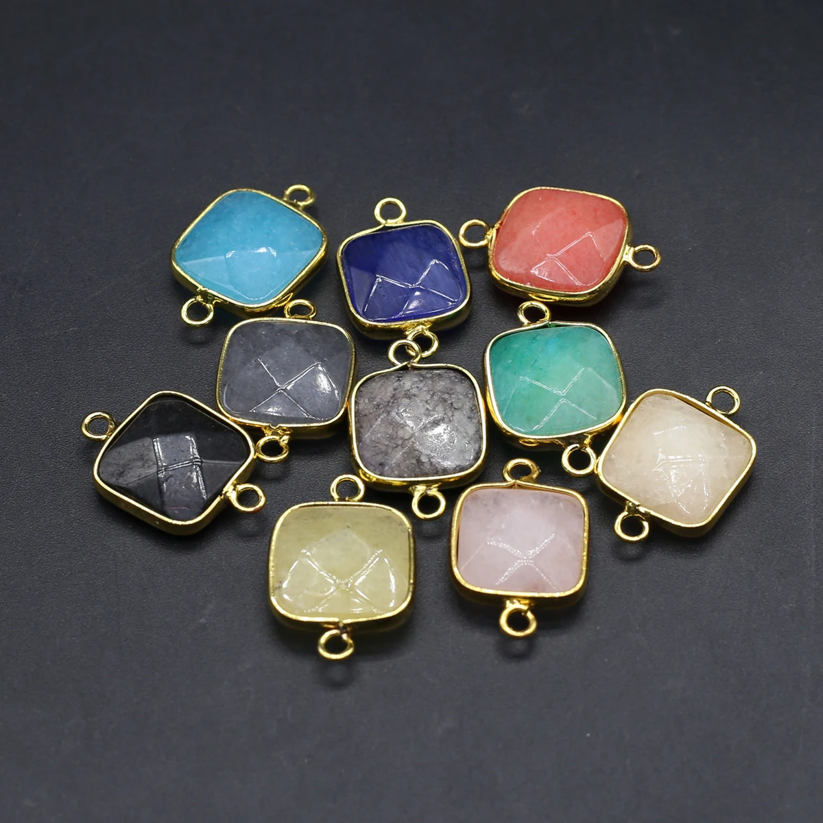 

Natural Semi-Precious Stone Pendants Gold Color Lapis lazuli Onyx Connector for Trendy Necklace Bracelet Jewelry Accessories