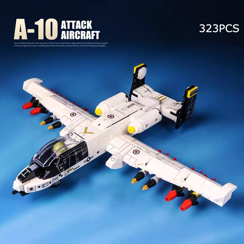 

War A10 Attack Fighter Building Block Military Air Force Plane Model Bricks Set WW2 Weapon Soldier Toys For Kid Birthday Gift