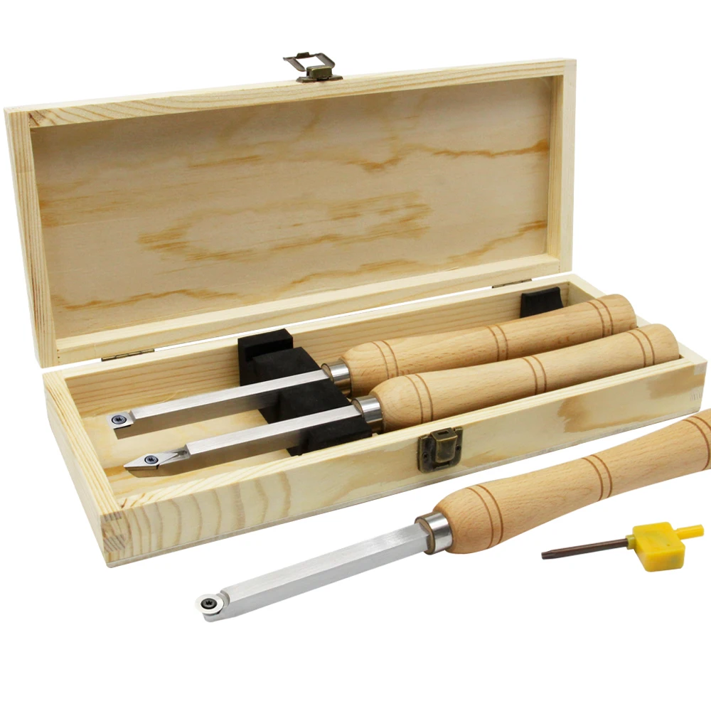 3 In1 Carbide Woodturning Tool Combo Wood Turning Gouge Chisel Set with Storage Box Woodworking Lathe Accessories Diyer Hobbies