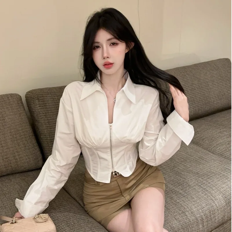 Рубашки с длинными рукавами во французском стиле женский дизайн короткий топ