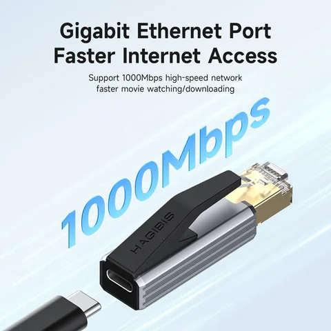 Адаптер Hagibis USB C к Ethernet, 1 Гбит/с, гигабитный сетевой преобразователь USB C «мама» на RJ45 «папа» для MacBook Pro iPhone 16 iPad XPS