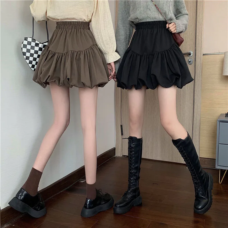 Мини плиссированная юбка в стиле Харадзюку однотонная женская юбка-пачка летняя