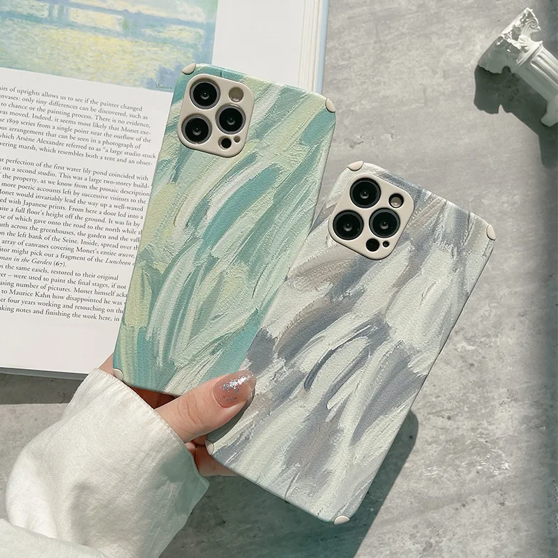 Oil Painting Feather Grain Phone Case For Iphone 14 13 12 11 Pro Max X XR XSMAX 7 8 Plus TPU Case Cover New Products