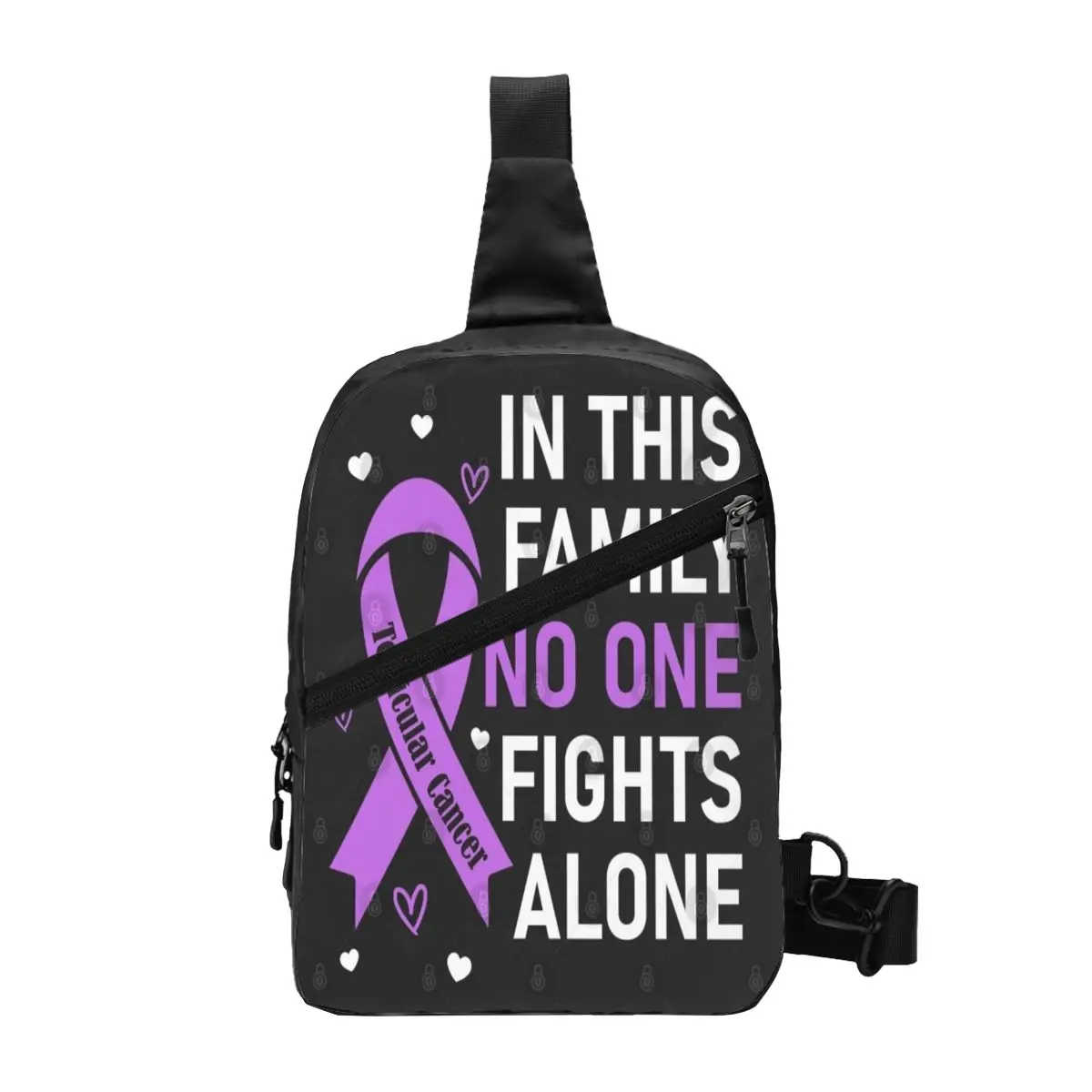 

In This Family No One Fights Alone Testicular Cancer Chest Package Retro Polyester fabric Gift Cross Chest Bag Diagonally