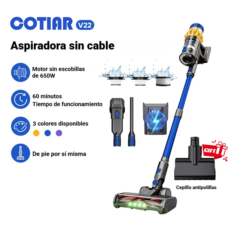 COTIAR 55KPA V22 650W Suction Power Cordless Vacuum Cleaner Handheld Home Appliance Portable Vacuum Cleaner Removable Battery