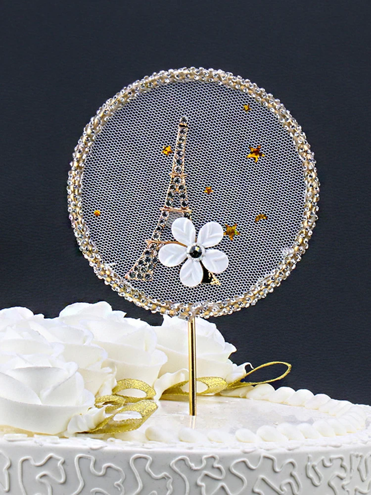 Красивый персонализированный Топпер для торта золотые блестящие круглые флаги с